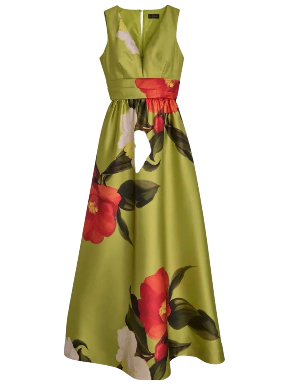 NWT $349 MSRP Donna Karan NY Floral Green Citrus Mikado Gown in Neck Ball Gown 4 - Picture 4 of 9
